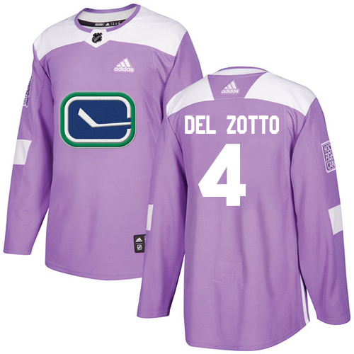 Adidas Canucks #4 Michael Del Zotto Purple Authentic Fights Cancer Stitched NHL Jersey